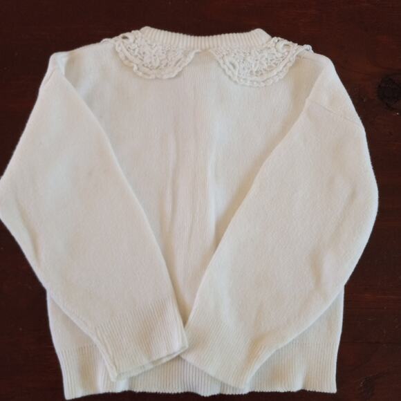Infant Girl's JULIUS BERGER White 100% Cotton Cardigan Sweater Size 24 Months - Picture 3 of 5